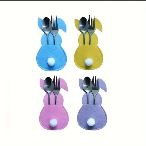 3 for 26 - Easter Bunny Felt Cutlery Silverware Holder Bag Easter Decora… - Picture 2 of 5